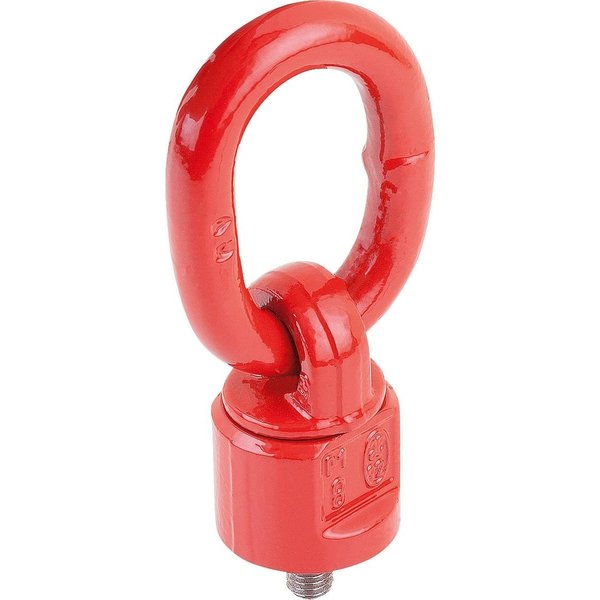 Kipp Swivel Ring Swivels And Rotates D=M10 Steel, Red, Grade 8 K0770.1018